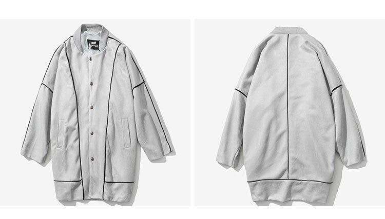 Men Korean Fashions Long Coat 2020 Suede Trench Coat For Mens Striped Oversized Harajuku Overcaot Winter Jacket Coats