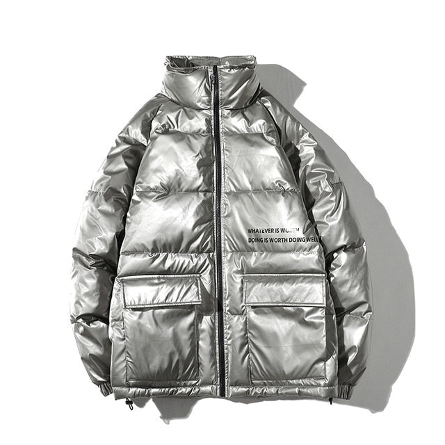 Silver Winter Jacket Men Parkas 2020 Mens Streetwear Thick Coat Windbreaker Korean Puffer Jackets Warm Bubble Coats