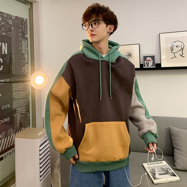 LAPPSTER Men Korean Harajuku Hooded Hoodies 2020 Mens Patchwork Oversized Japanese Streetwear Sweatshirts Couple Hip Hop Hoodie