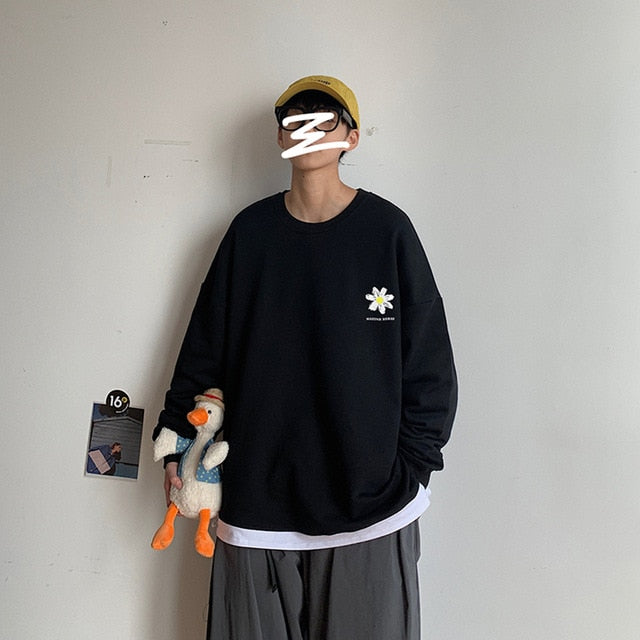 Men Flower Harajuku Spring Hoodies 2020 Pullovers Mens Korean Fashions Sweatshirts Male Japanese Streetwear Clothing