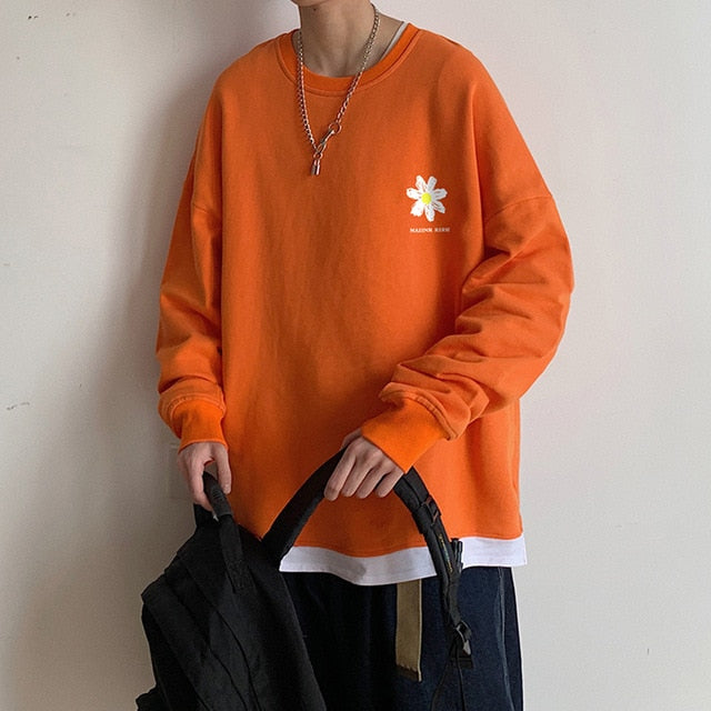 Men Flower Harajuku Spring Hoodies 2020 Pullovers Mens Korean Fashions Sweatshirts Male Japanese Streetwear Clothing