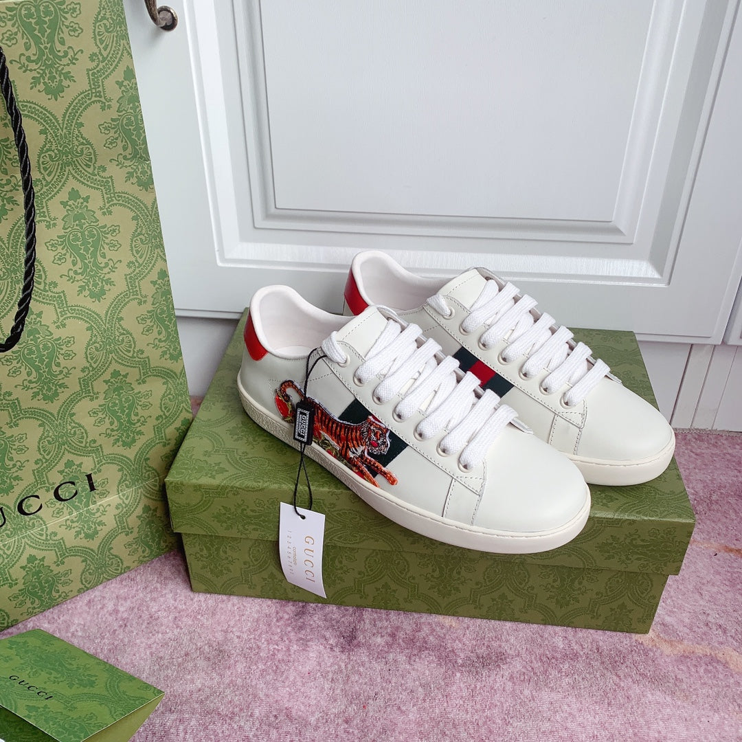 Gucci Tiger Ace Leather White Low Top Sneakers
