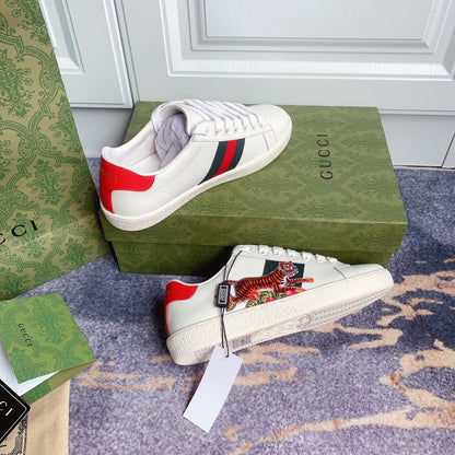 Gucci Tiger Ace Leather White Low Top Sneakers