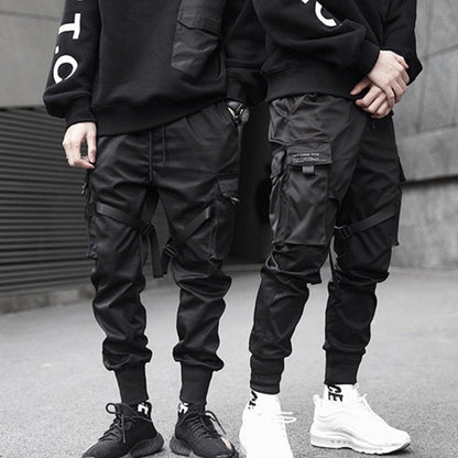 New Hip Hop Boys Multi-pocket Elastic Waist Harem Pant Men Streetwear