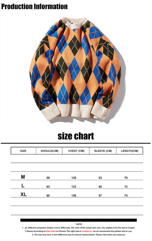 Youth Men Korean Fashions Sweaters Pullovers 2020 Mens Plaid Harajuku  Streetwear Fashions Sweater Fall Oversize Tops