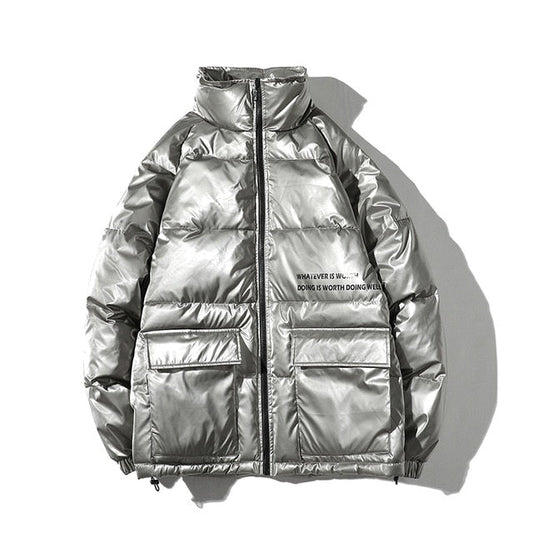 Silver Winter Jacket Men Parkas 2020 Mens Streetwear Thick Coat Windbreaker Korean Puffer Jackets Warm Bubble Coats