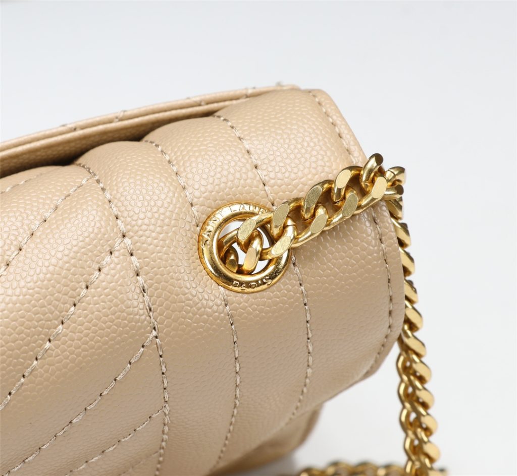 Saint Laurent Envelope Small In Quilted Grain De Poudre Embossed Leather Beige 21Cm 600195BOW912721 - Image 6