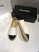 Chanel Embroidered Espadrille Leather Black Cap Toe Flats White CC - Image 3