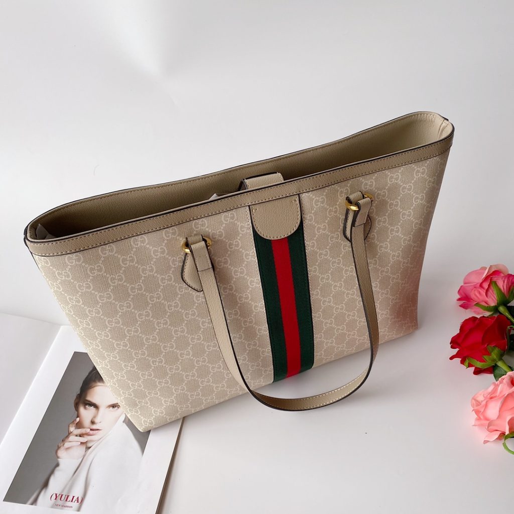 Gucci Ophidia Medium Tote Bag Beige And White 38Cm 631685 Uulag 9682 - Image 3