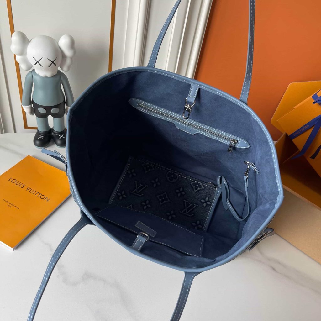 Louis Vuitton Neverfull MM Bag Monogram Denim Blue 32Cm - Image 7