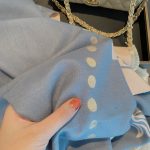 Hermes Cashmere Wool Scarf Wrap Shawl In Blue And Pink 180cm - Image 6