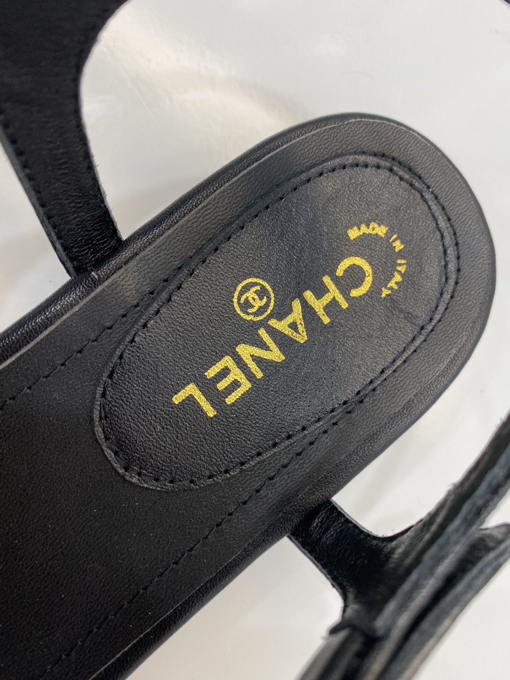 Chanel Gold CC Logo Thong Sandals Black - Image 3