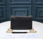 Saint Laurent Envelope Small In Quilted Grain De Poudre Embossed Leather Gold Black 21Cm 600195Bow911000 - Image 4