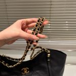 Chanel Medium Shopping Bag And Gold Tone Metal Black 35Cm As5463 B20565 94305 - Image 6