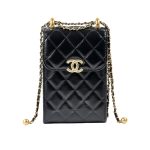Chanel Trendy Cc Phone Holder Quilted Crossbody Bags Black 17cm