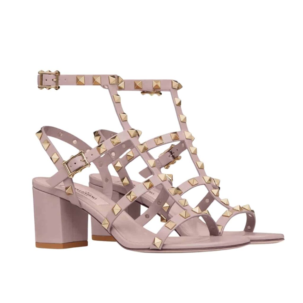 Valentino Garavani Rockstud Ankle Strap Sandal Beige 5W2S0491Vbp P45 - Image 2