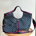 Gucci Giglio Large Tote Bag Blue And White GG Denim 60cm ‎853971 FAFFQ 8864 - Image 3