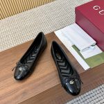Gucci Women Ballet Flat With Double G Black Leather ‎835805 Bnc80 1000 - Image 5