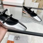 Hermes Lilia Ballet Flat Silver H252042z 52350 - Image 6