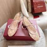 Gucci Women Gg Crystal Ballet Flat Light Pink Mesh 836809 Faeq0 9941 - Image 4