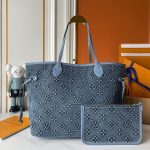 Louis Vuitton Neverfull MM Bag Monogram Denim Blue 32Cm - Image 3