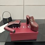 Gucci Women Platform Mule With Horsebit Red Leather ‎835315 Aadcw 6207 - Image 9
