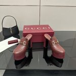 Gucci Women Platform Mule With Horsebit Red Leather ‎835315 Aadcw 6207 - Image 7