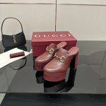 Gucci Women Platform Mule With Horsebit Red Leather ‎835315 Aadcw 6207 - Image 6