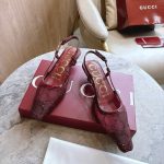 Gucci Women Gg Crystal Slingback Pump Red Mesh ‎‎674668 Faeq0 6255 - Image 4