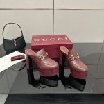 Gucci Women Platform Mule With Horsebit Red Leather ‎835315 Aadcw 6207 - Image 4