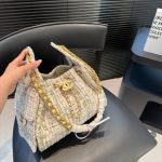Chanel 25 Small Handbag Tweed And Gold Tone Metal Khaki 26cm AS5293 B21178 NR774 - Image 4