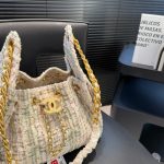 Chanel 25 Small Handbag Tweed And Gold Tone Metal Khaki 26cm AS5293 B21178 NR774 - Image 6