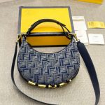 Fendi Fendigraphy Small Dark Blue Ff Chenille Bag 30Cm 8Br798Asu0F1Pqm - Image 6