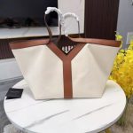 Saint Laurent Y Tote In Canvas And Leather Bag Beige 37cm 817602fac7t9856 - Image 3