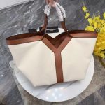 Saint Laurent Y Tote In Canvas And Leather Bag Beige 37cm 817602fac7t9856 - Image 5
