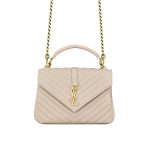 Saint Laurent College Medium In Quilted Leather Beige 24Cm 600279Brm072721