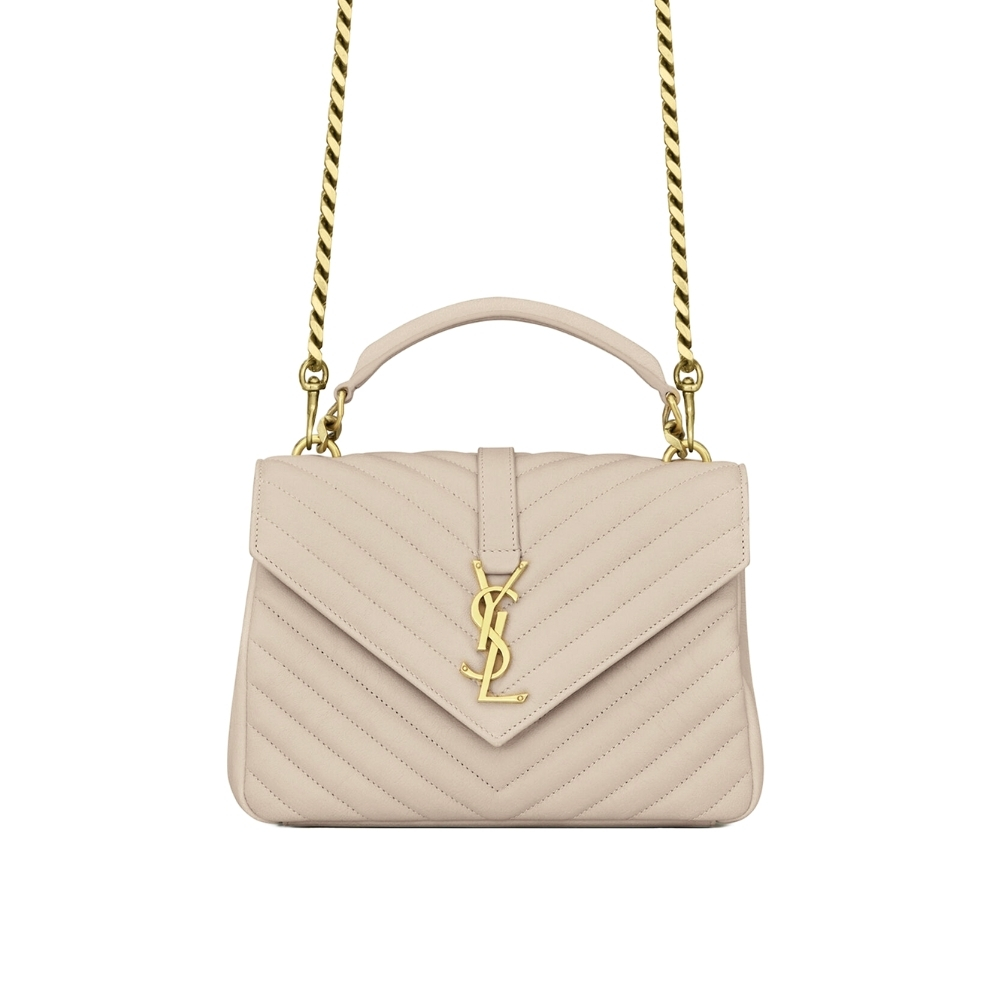 11-4-2.jpg Saint Laurent College Medium In Quilted Leather Beige 24Cm 600279Brm072721 - Image 1