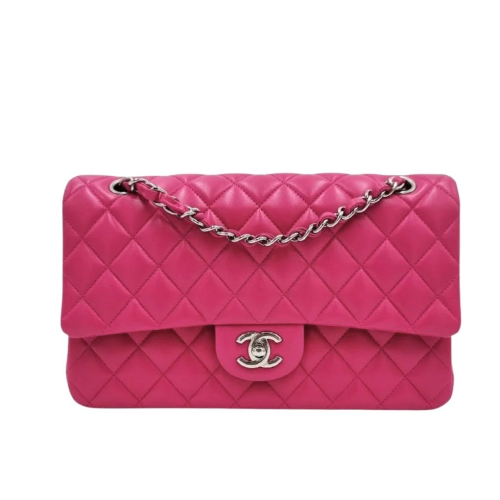 Chanel Classic Medium Flap Bag With Silver Hardware Dark Pink 25cm - Image 2
