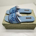 Gucci Women'S Slide Sandal With Gucci Script Light Blue Denim 771589 Fack3 4609 - Image 5