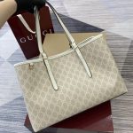 Gucci Gg Emblem Large Tote Bag Beige And White Coated Fabric 38cm 815213 Fad6l 9641 - Image 7