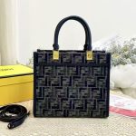 Fendi Sunshine Small Ff Chenille Shopper Dark Blue 26Cm 8Bh394Asu0F1Pqk - Image 6