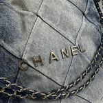 Chanel 22 Handbag Washed Denim Silver Tone Metal Blue 41Cm AS3261 B10439 NM981 - Image 6
