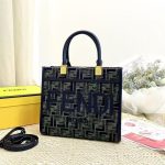 Fendi Sunshine Small Ff Chenille Shopper Dark Blue 26Cm 8Bh394Asu0F1Pqk - Image 5