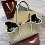 Gucci Gg Emblem Large Tote Bag Beige And White Coated Fabric 38cm 815213 Fad6l 9641 - Image 6