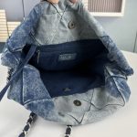 Chanel 22 Handbag Washed Denim Silver Tone Metal Blue 41Cm AS3261 B10439 NM981 - Image 9