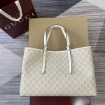 Gucci Gg Emblem Large Tote Bag Beige And White Coated Fabric 38cm 815213 Fad6l 9641 - Image 3