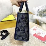 Fendi Sunshine Small Ff Chenille Shopper Dark Blue 26Cm 8Bh394Asu0F1Pqk - Image 3