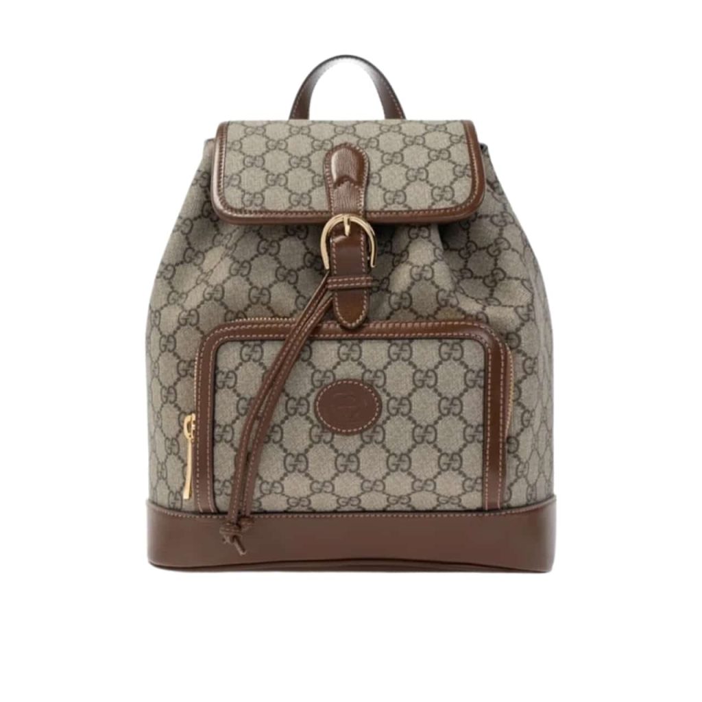 Gucci Backpack With Interlocking G Beige And Ebony 26Cm - Image 2
