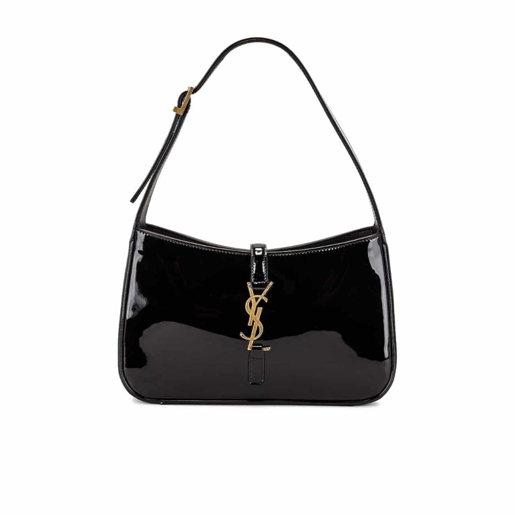 Saint Laurent Le 5 A 7 Patent Hobo Bag In Shiny Leather Black 25Cm - Image 2