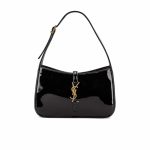 Saint Laurent Le 5 A 7 Patent Hobo Bag In Shiny Leather Black 25Cm